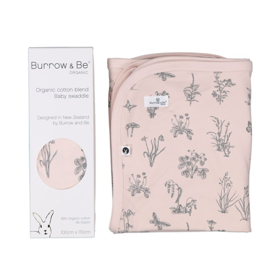 Shop Products Burrow & Be | Meadow Swaddle In Blush With Grey Print