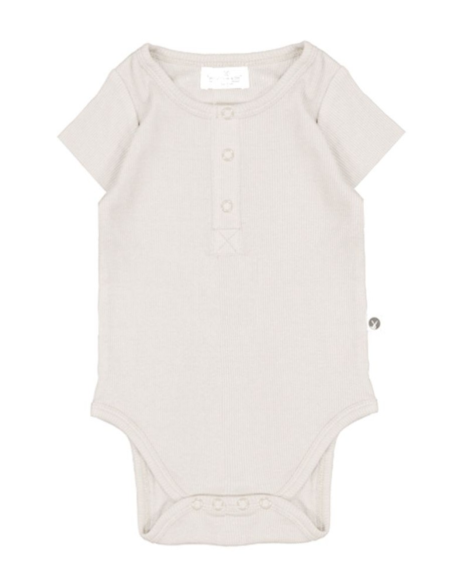 Shop Clothing Burrow and Be | Short Sleeve Henley Rib Body Suit-Natural