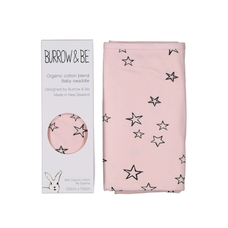 Shop Products Burrow & Be | Organic Cotton Stretchy Swaddle - Star Print - Mustard