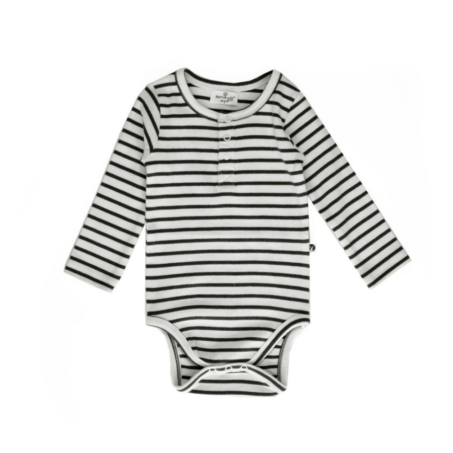 Shop Clothing Burrow and Be | Henley Rib Bodysuit - Black Stripe