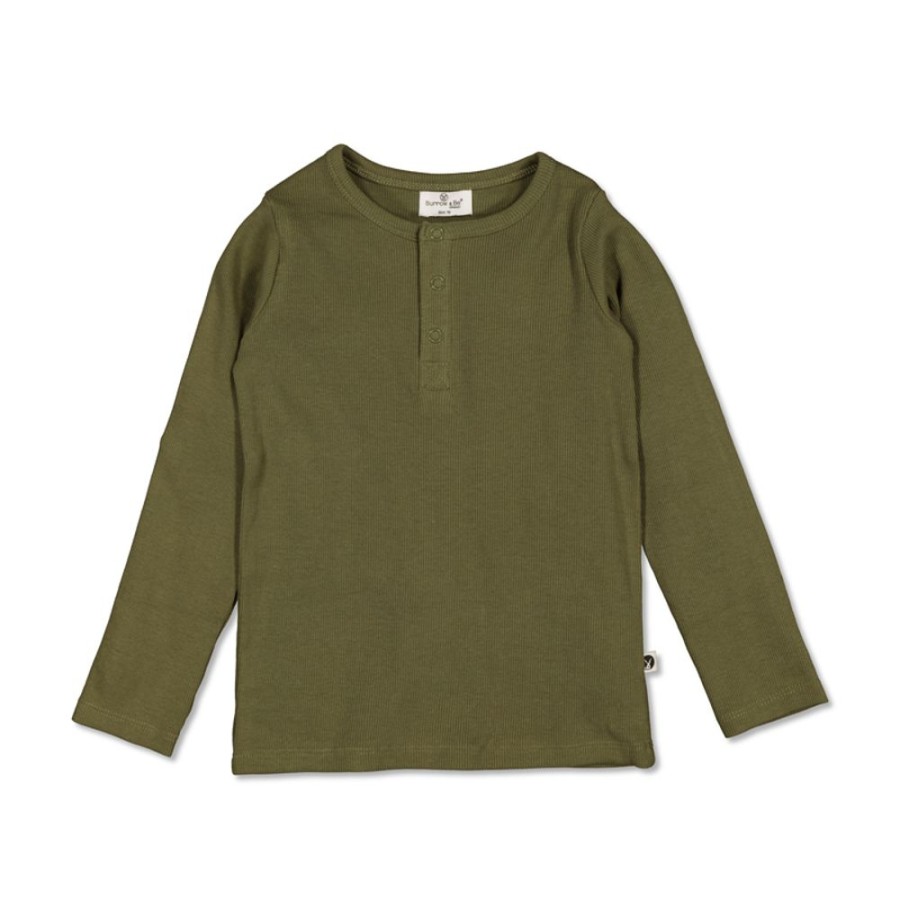 Shop Clothing Burrow & Be | Henley Rib Top - Olive