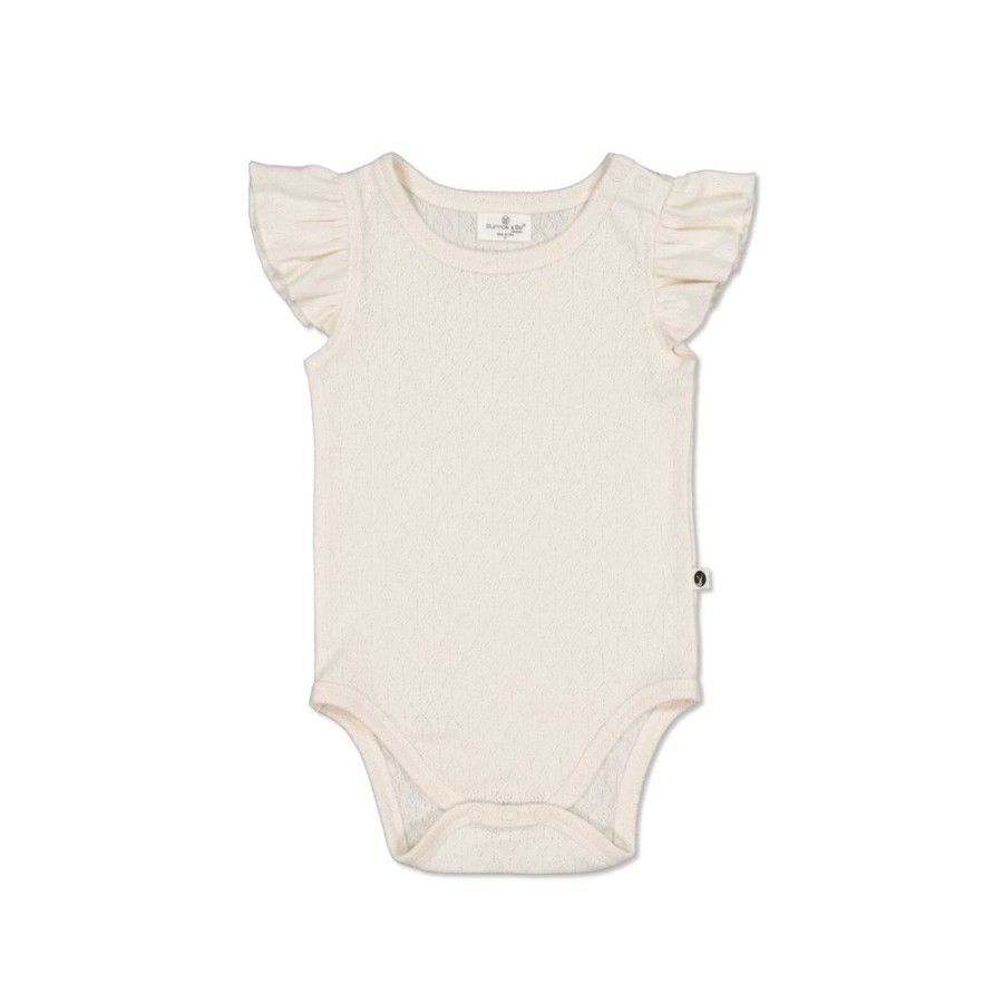 Shop Clothing Burrow & Be | Pointelle Flutter Sleeve Body Suit - Natural