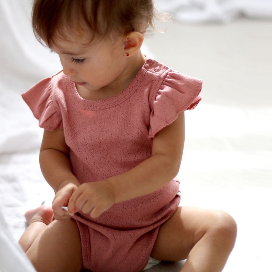 Shop Clothing Burrow & Be | Pointelle Short Sleeve Body Suit - Dusk