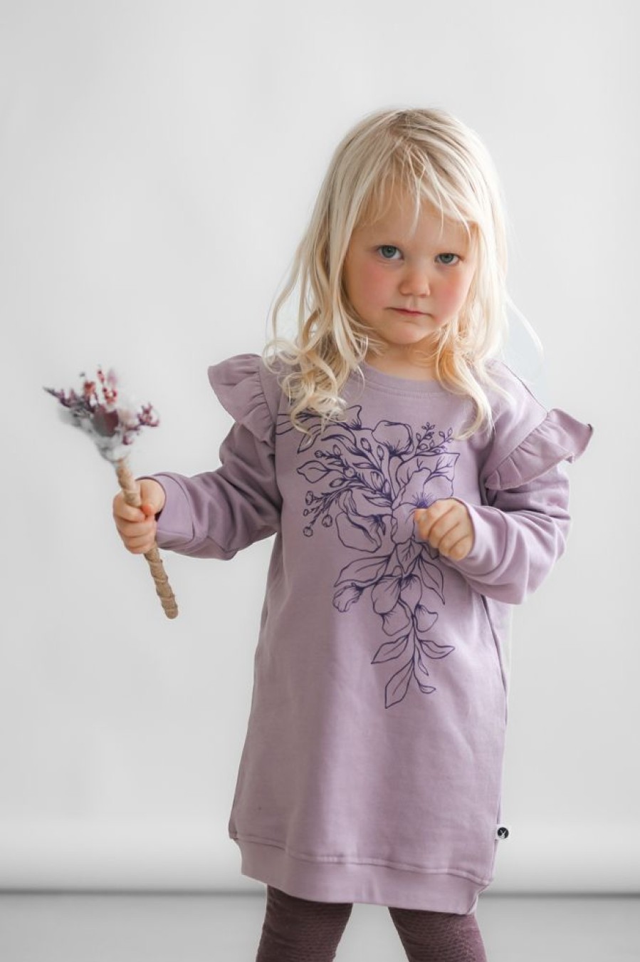 Shop Clothing Burrow & Be | Lilac Winter Floral Sweater Dress