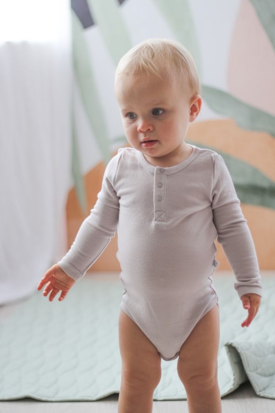 Shop Clothing Burrow and Be | Henley Merino/Bamboo Bodysuit - White Sand