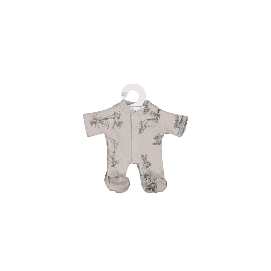 Shop Products Burrow & Be | Grey Burrowers Sleep Suit For 21Cm Doll