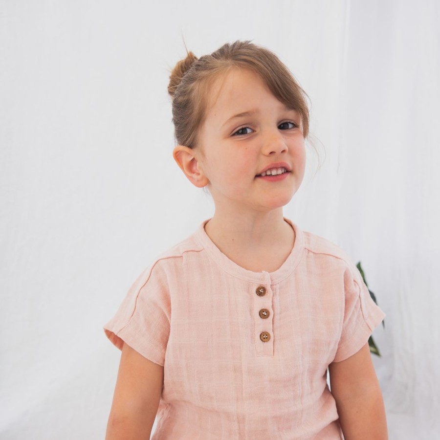 Shop Clothing Burrow & Be | Jasper Kids Short Sleeve T-Shirt - Dusty Rose