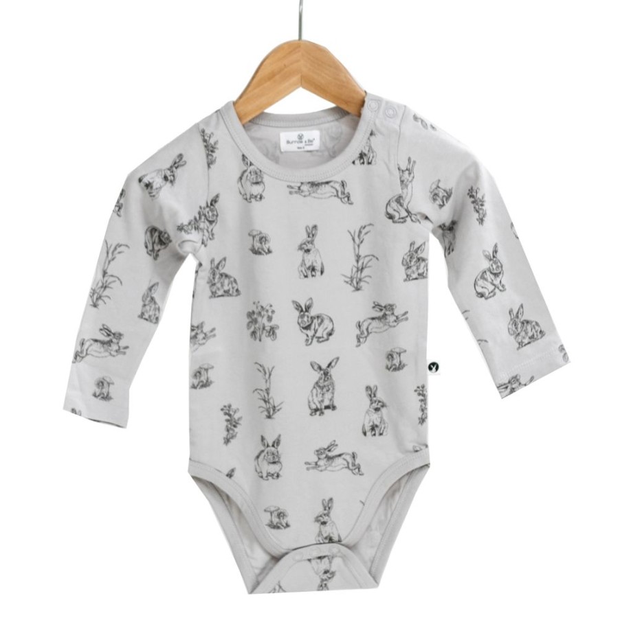 Shop Clothing Burrow & Be | Grey Burrowers Long Sleeve Onesie