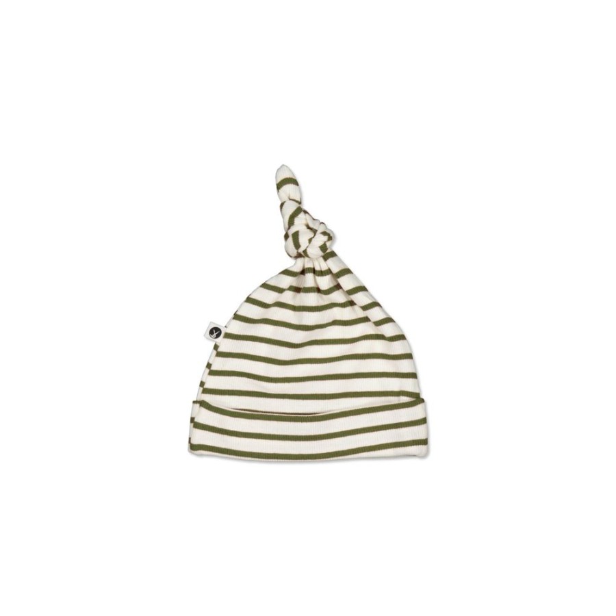 Shop Clothing Burrow and Be | Olive Stripe Rib Top Knot Hat