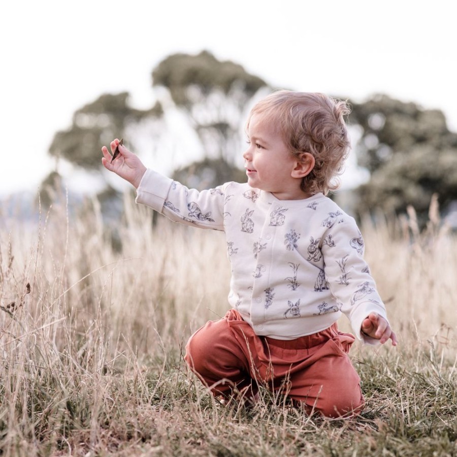 Shop Clothing Burrow & Be | Burrowers Fleece Cardigan - Almond With Dark Grey