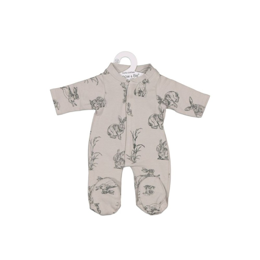 Shop Products Burrow & Be | Grey Burrowers Sleep Suit For 38Cm Doll